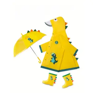 Soft And Comfortable Waterproof Raincoat for Children Aged 1-6, Suitable for Boys And Girls, Featuring a Cute 3D Tail Design And Lightweight EVA Material, Thick