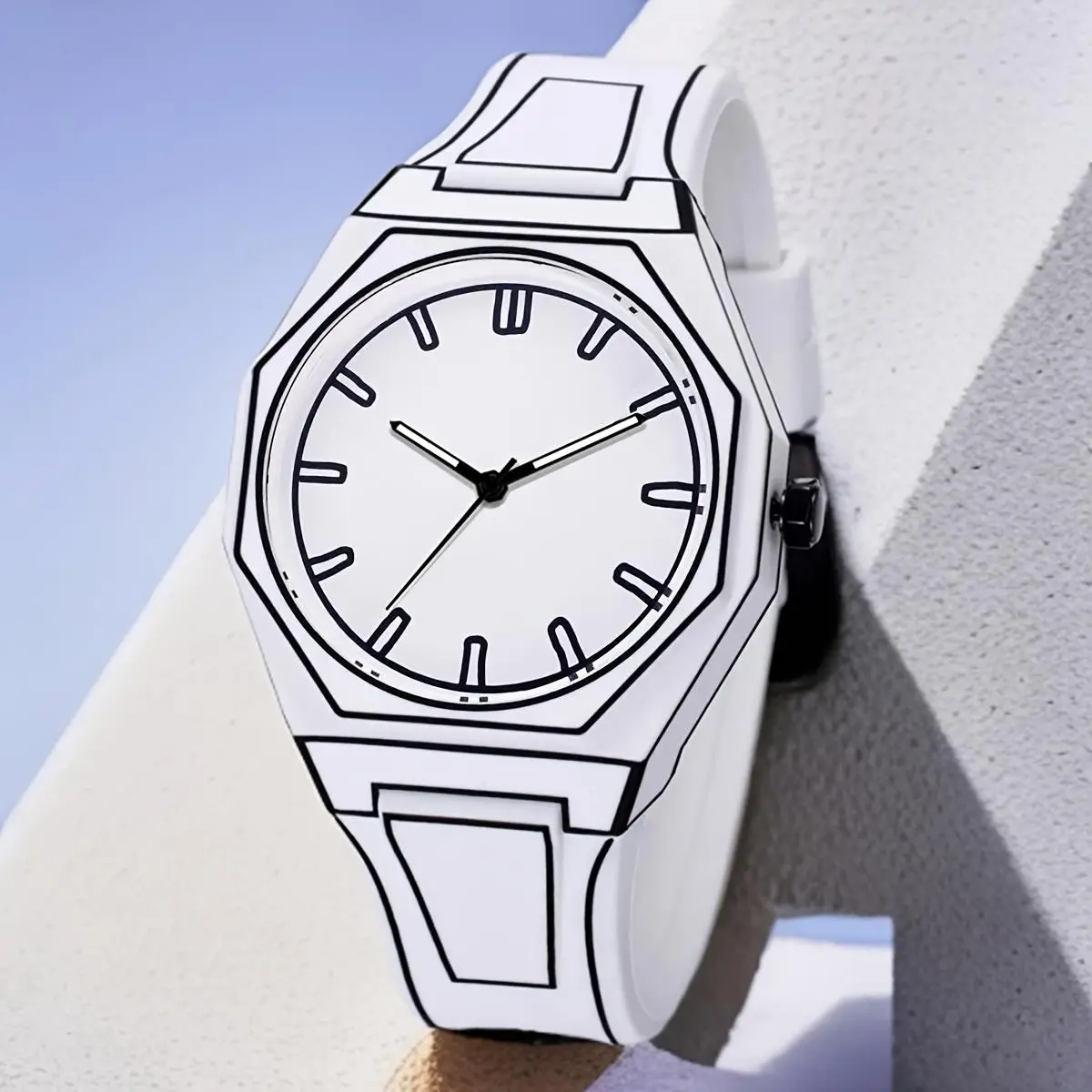 Men's Preppy Style Quartz Watch - 1pc, Silicone Band, Luminous Hands, Round Dial, Battery-Operated Non-Rechargeable Sports & Outdoor Accessory