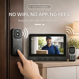X7 Video Doorbell with Monitor, No WiFi, No App, No Subscription, Easy Setup