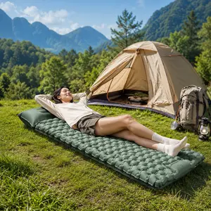 Camping Sleeping, Extra Thick 2 Inch Camping Mat, Built-in Foot Pump Inflatable Sleeping , Compact for Camping BackpackingHiking Traveling Tent, camp gear,road trip,cot pad, inflation Pump airpillow.Summervibes