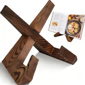 Rustic Wooden Adjustable Foldable Recipe Cookbook Stand Holder for Kitchen Counter Tops Tablets Photos Perfect Gift for Home Chefs