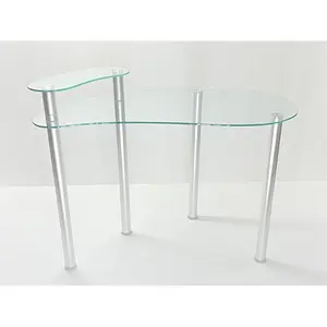RTA Home & Office  29.5 x 45.3 x 23.7 in. Tier One Designs Clear Glass Corner Computer Desk with Monitor Stand