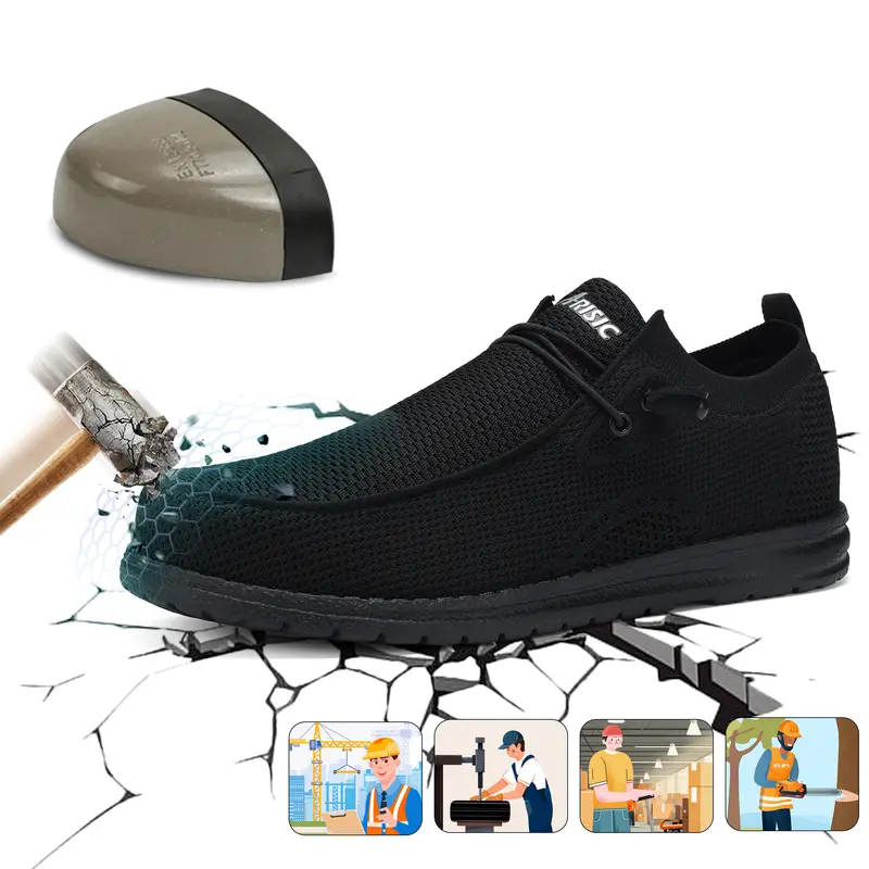 Steel Toe Shoes for Men Women Indestructible Composite Toe Work Shoes Sneakers Slip Resistant Puncture Proof  Safety Loafers Zapatos Men'S Work & Safety Footwear Comfortable Breathable Industry Construction Work Shoes Fathersdaygift  Worker Bridal Active
