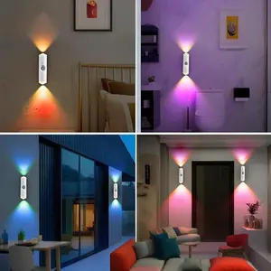 2/4PCS Magnetic Rechargeable LED Wall Light, LED Night Light, Motion Sensor Wall Light Indoor Use, Wireless LED Wall Lamp, Battery Powered, Adhesive Design, Rotatable, Portable Installation, Adjustable Color Temperature And Brightnes, Modern Mood Lighting