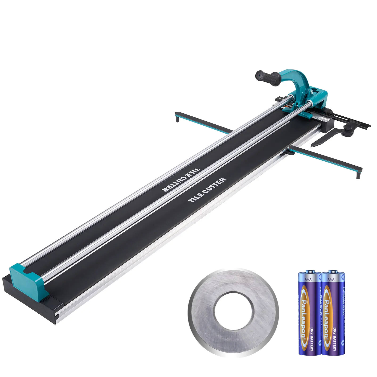 VEVOR Heavy Duty Manual Tile Cutter, 48 in Porcelain & Ceramic Tiles Cutter with Tungsten Carbide Cutting Wheel, Infrared Guide, Anti-Skid Feet, Double Rails, Curved Handle for Professional Installers & Beginners