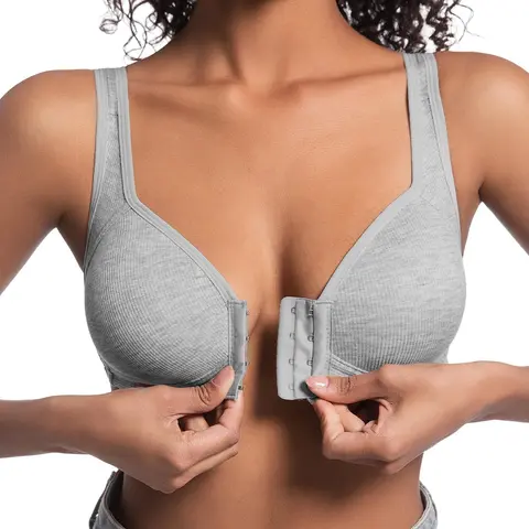 EssElegance 2/4 Pack Front-Closure Push-Up Bra, Wireless Cross Back, Seamless Side Support for Everyday Spring & Summer Comfort