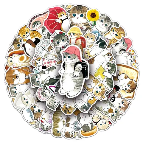 Cartoon Cat Pattern Sticker, 50pcs Cute Multi-purpose Sticker for DIY Craft, Decoration, Hand Account, Sticker Packs, Cute Stickers