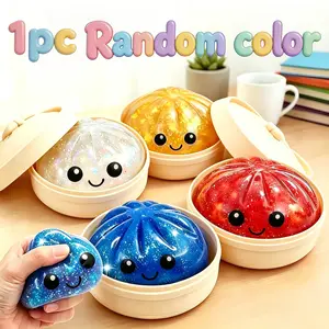 1pc Stress-reducing and squeezing bun toy with creative glitter starry sky shape. It can be kneaded to relieve anxiety and stress. It is suitable for students, office workers, home relaxation and sensory thinking.