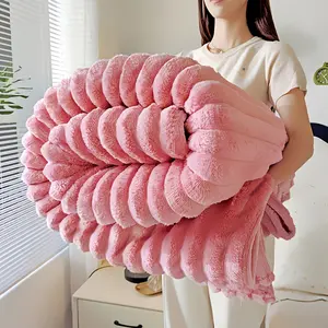 1pc 300gsm Large Soft Microfiber Fluffy Blanket - Plush All-Season Luxury Bedspread, Soft Warm Throw, Blush Pink Easy-Care Bedding (Multiple Sizes), Unisex Contemporary Home & Gift Item, Spring Essential, Fathers Day Gift, Soft Microfiber Blanket