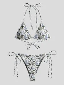 Camo Bikini Set, Two Piece Swimsuit, Fashionable Military Style, Relaxed and Comfortable