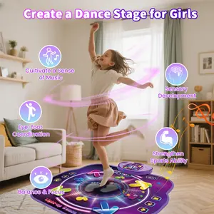 Dance Mat Toys for 3-12 Year Old Kids, Electronic Dance Pad with Light-up 4-Button Wireless Bluetooth, Music Dance with 4 Game Modes, Birthday Toys Gifts for 3 4 5 6 7 8 9 10+ Year Old Girls