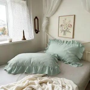 2 Piece French Vintage Ruffled Pillowcases, No pillow core Soft Comfortable Breathable Skin-Friendly, All-Season Use, Bedroom Sofa Home Decor, Cozy Bedding, Boho Bedding (no Pillows)