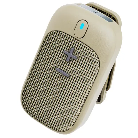 Wearable Bluetooth Speaker with IPX5 Water-Resistant Magnetic Clip-On, Built-in Mic, Off White Audio Metal Compact Smartphone Design