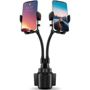 Dual Phone Holder for  360? Rotatable  Mount Long Flexible  Adjustable Double Holder Universal Size Fits for  2 Phones 2.6"-4.3" Phone (Cradle)
