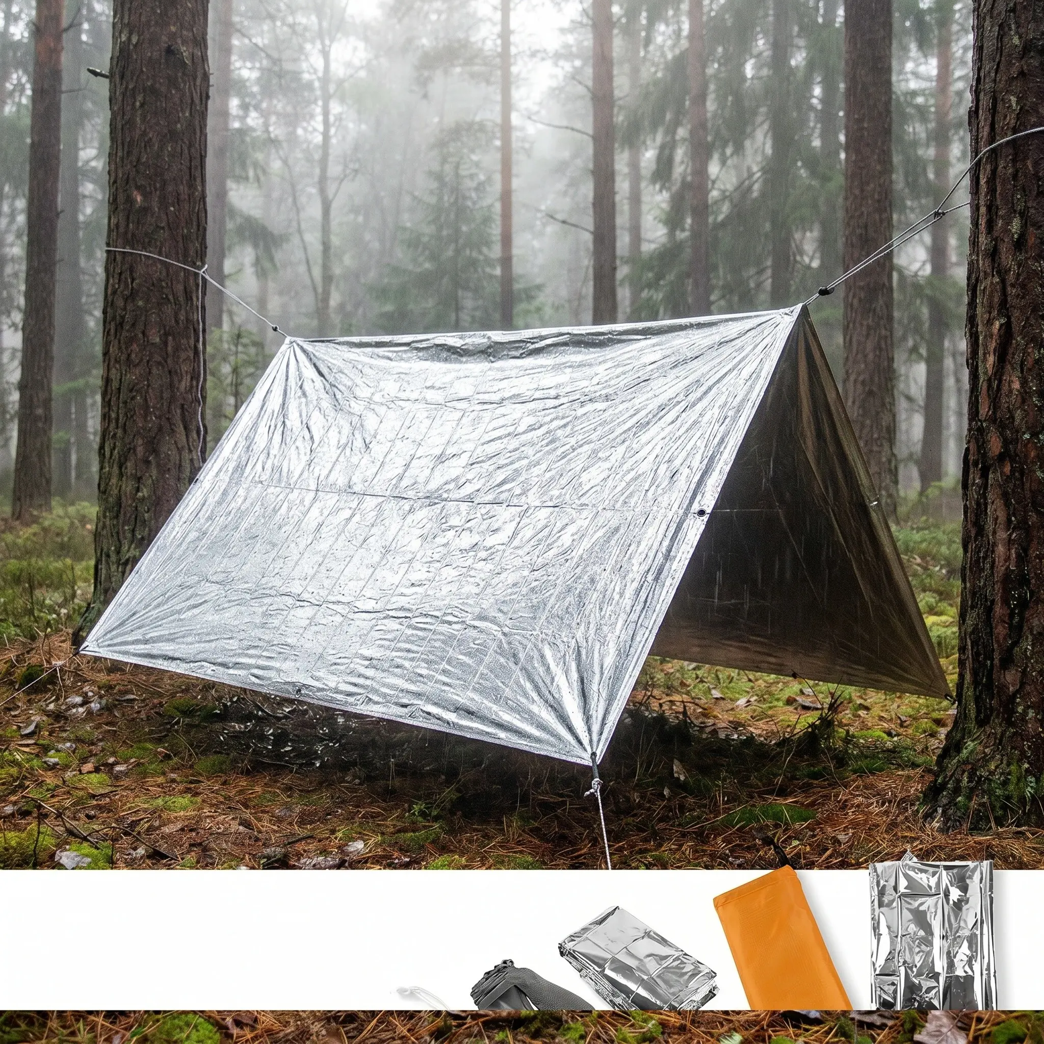 Outdoor Emergency Aluminum Foil Insulation Blanket, Silver Color Camping Survival Blanket, Waterproof Windproof Reflective Rescue Blanket