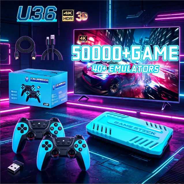 U36 Retro Gaming Console, 4K HDMI Plug & Play, 50000+ Classic Games & 40 Emulators