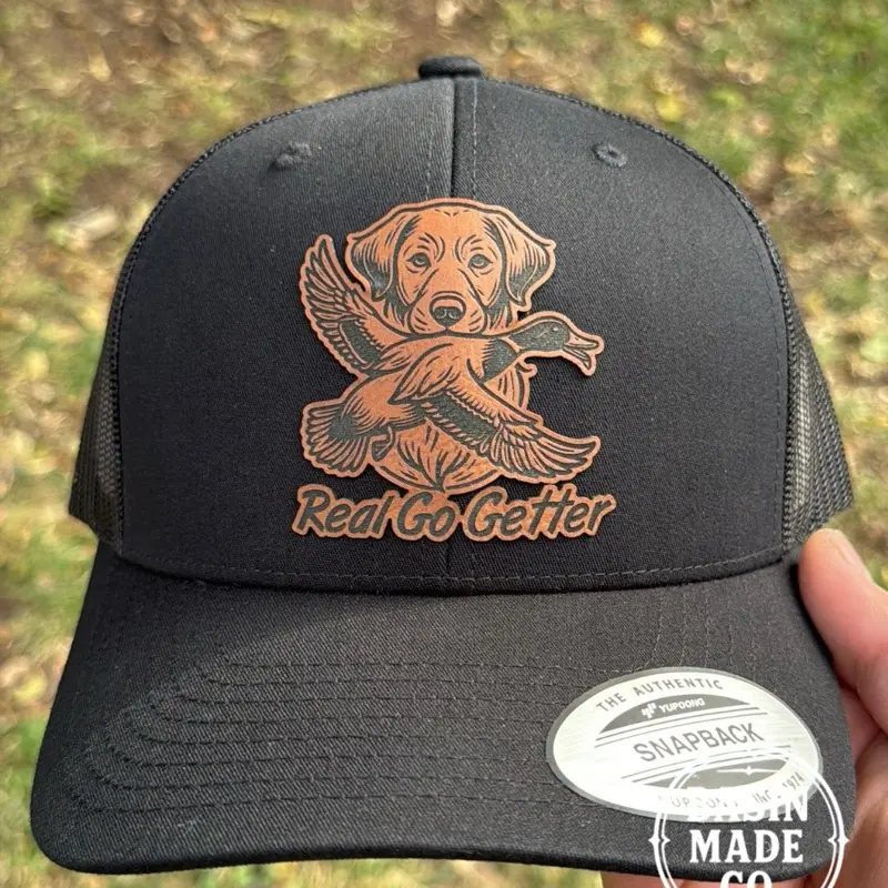 Duck Hunting Trucker Hat with Dog Patch “Real Go Getter”