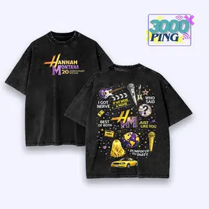 Hannah Montana 20th Anniversary Special Vintage Wash Tee, Y2K Pop Princess Retro Nostalgia Graphic T-Shirts, 2000s Childhood Throwback Heavyweight Sweatshirt, Double Life Pop Culture Oversized Apparel