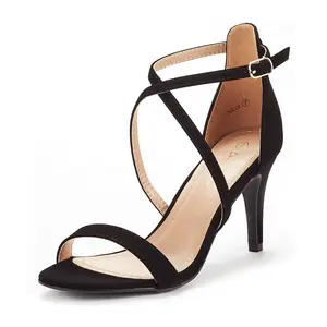 DREAM PAIRS Women's Wide Width Elegant Black-Nubuck Sandal - Stiletto High Heels, Platform Design, Rubber Sole, Buckle Closure, Padded Insole, Stylish Summer Footwear