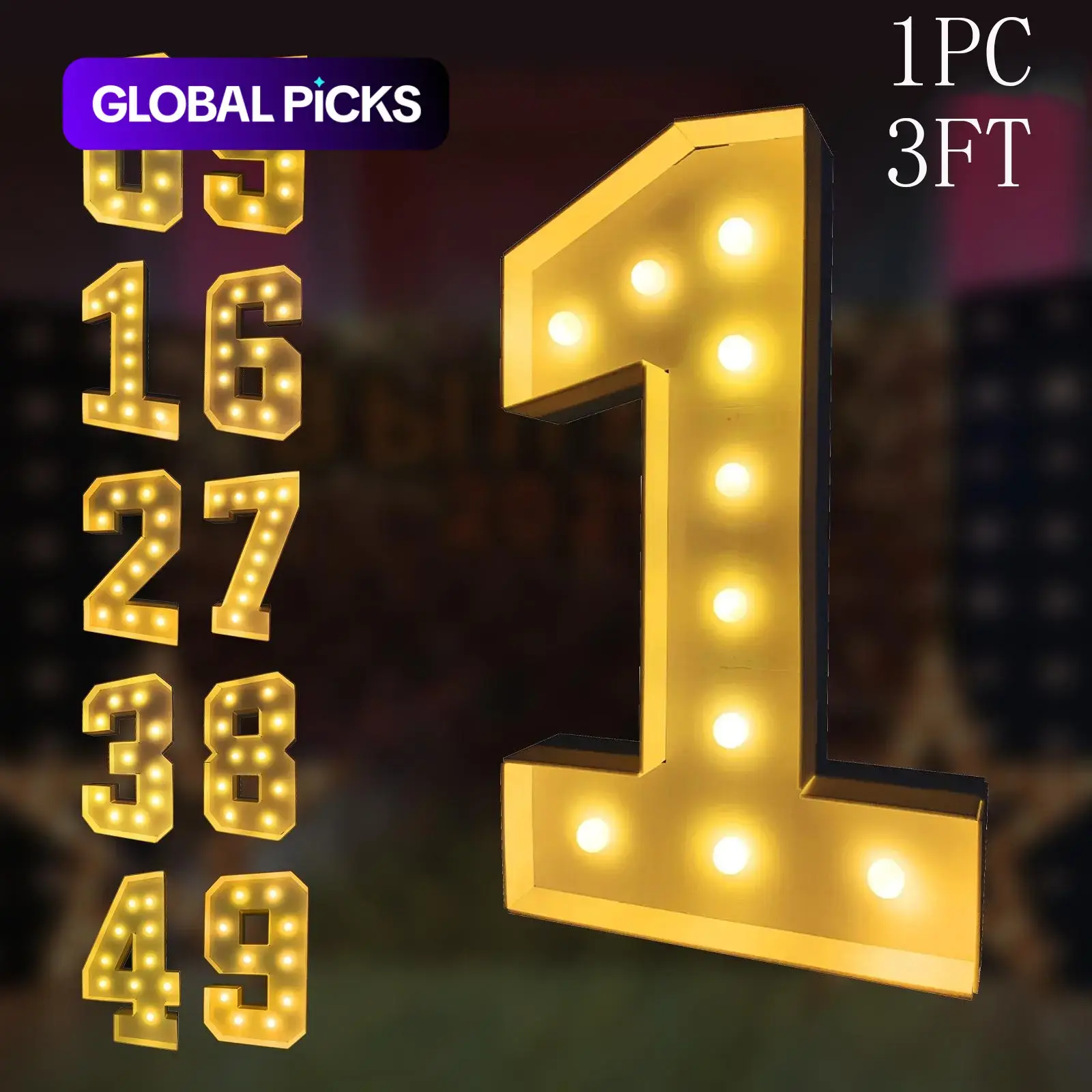 Luminous Mosaic Number Frame, 1 Count Lighting Number 0-9 Foam Cardboard Backdrop Decoration, Battery Not Included, Party Decoration Supplies, Party Accessories #GLOBAL PICKS