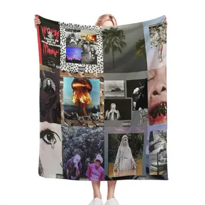 Suicide Boys Album Collage Flannel Blanket Single Side Print White Back Four Sizes Soft Air Conditioning Throw All Season Sofa Bed Home Decor