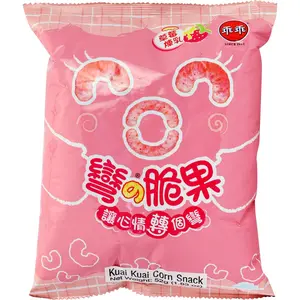 Kuaikuai Crunchy Corn Snacks - Assorted Sweet Flavors (Strawberry, Chocolate with Cocoa, Coconut) - Puffed Food for Adults