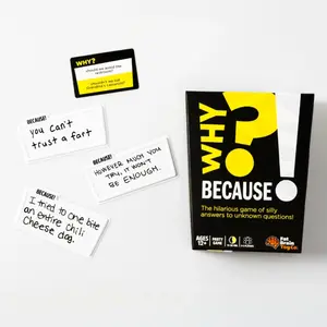 Why? Because! - Fun Party Game for Families, Friends or Adults with 3 to 6 Players Ages 12+, Card Game with Funny Answers to Unknown Questions, Family-Friendly