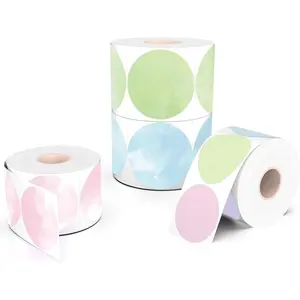 Thermal Labels 2 Inch Round Self-Adhesive Direct Thermal Stickers for DIY Logo Design, Name Tag, 2400 Labels/4 Roll