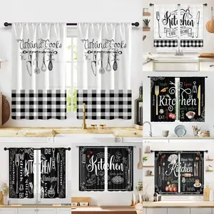 2-piece set of new decorative short curtains with pockets for hanging rods, Easy install curtain, suitable for kitchen perfect short curtains with small windows, fashionable home decoration short curtains Window Decorations Supplies