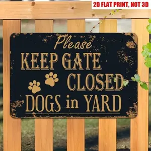 Vintage Aluminum Dog Sign for Yard 8x12 Inch Farmhouse Decoration Warning Keep Gate Closed Outdoor Garden Home Decor Pet Owner Gift Vintage Plaque Decor