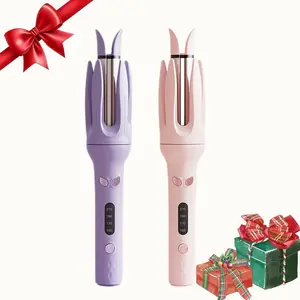 Fully automatic curling stick lazy curling tool ,28mm Hair Curler Negative Ion Automatic Hair Hair Curl Wand without damaging hair,4 Modes Temperatures Rotating Automatic Hair curling iron for Women,Easy to Use