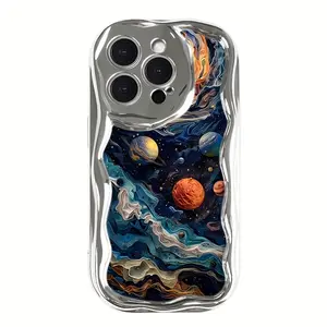 Brand New Electroplated Creative Fashion Pattern Wave Phone Case Compatible with iPhone 17 16 15 14 13 12 11 PRO MAX PLUS, AIR and iPhone X XS MAX, Precision Lens Protection, Shockproof and Drop-proof TPU Integrated Phone Case