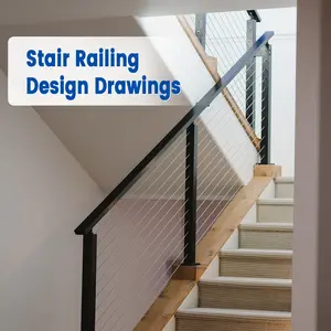 Custom Railing Design Drawings for Stairs – Modern & Elegant DIY Railing Ideas for Staircases, Upstairs