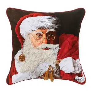 18" x 18" Santa Claus with Toys Throw Pillow byValerie