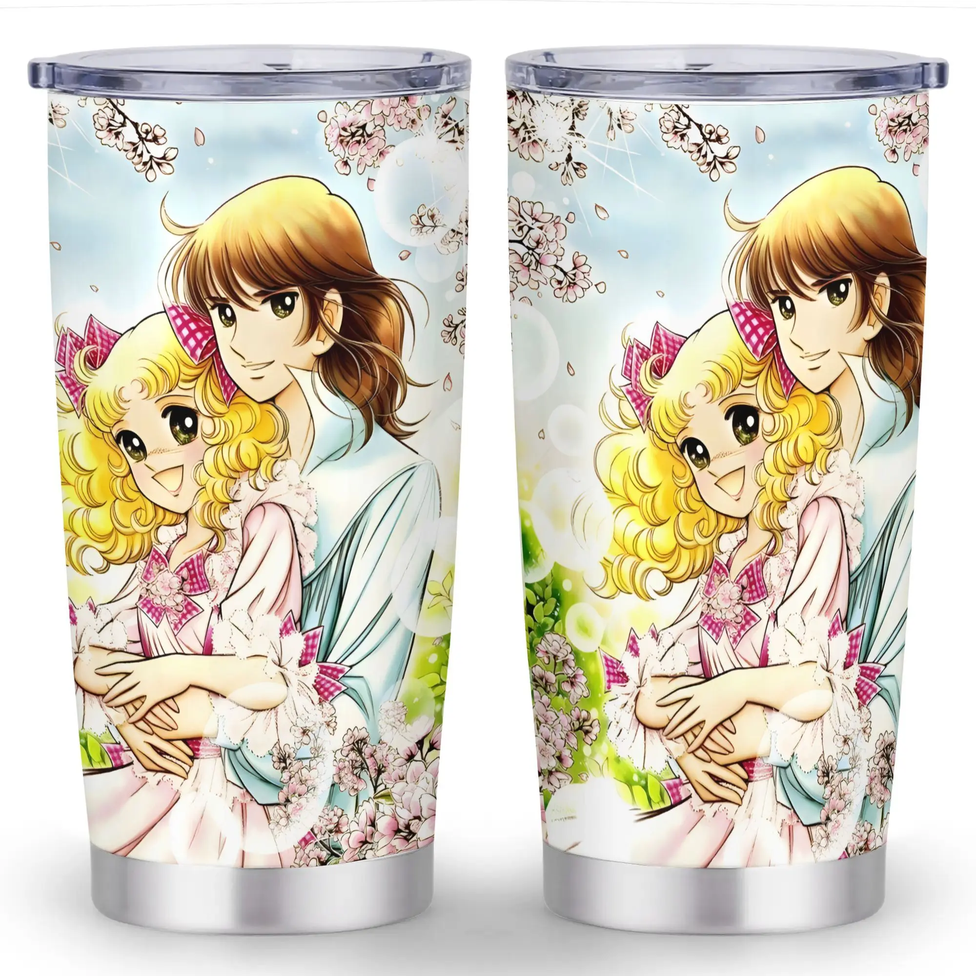 Candy Yuki 20oz Insulated Stainless Steel Tumbler - Portable, Stylish Cute Manga Character Graphic Flask, Leak-Proof, Large Capacity Beverage Bottle, Campsite Hydration Buddy, Character Graphic Adds Charm, Ideal for Travel, Camping, Anime Gift Pick