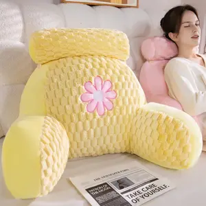 Bed Rest Reading Pillow - Kawaii Soft Cozy Lumbar Support Pillows Rest Cushion with Washable Cover, Bedrest Pillow with Arms for Sitting in Bed, Relaxing, Watching TV, Gaming, Cars