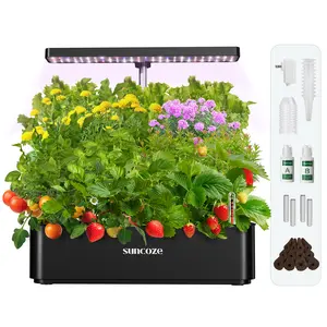 【Deal For You Days】SUNCOZE Hydroponics Growing System Kit 12 Pods, 24W LED Grow Light Indoor Garden, 4L Water Tank with Quiet Pump, Adjustable Height Herb Garden Planter Indoor Kit, Gardening Gifts