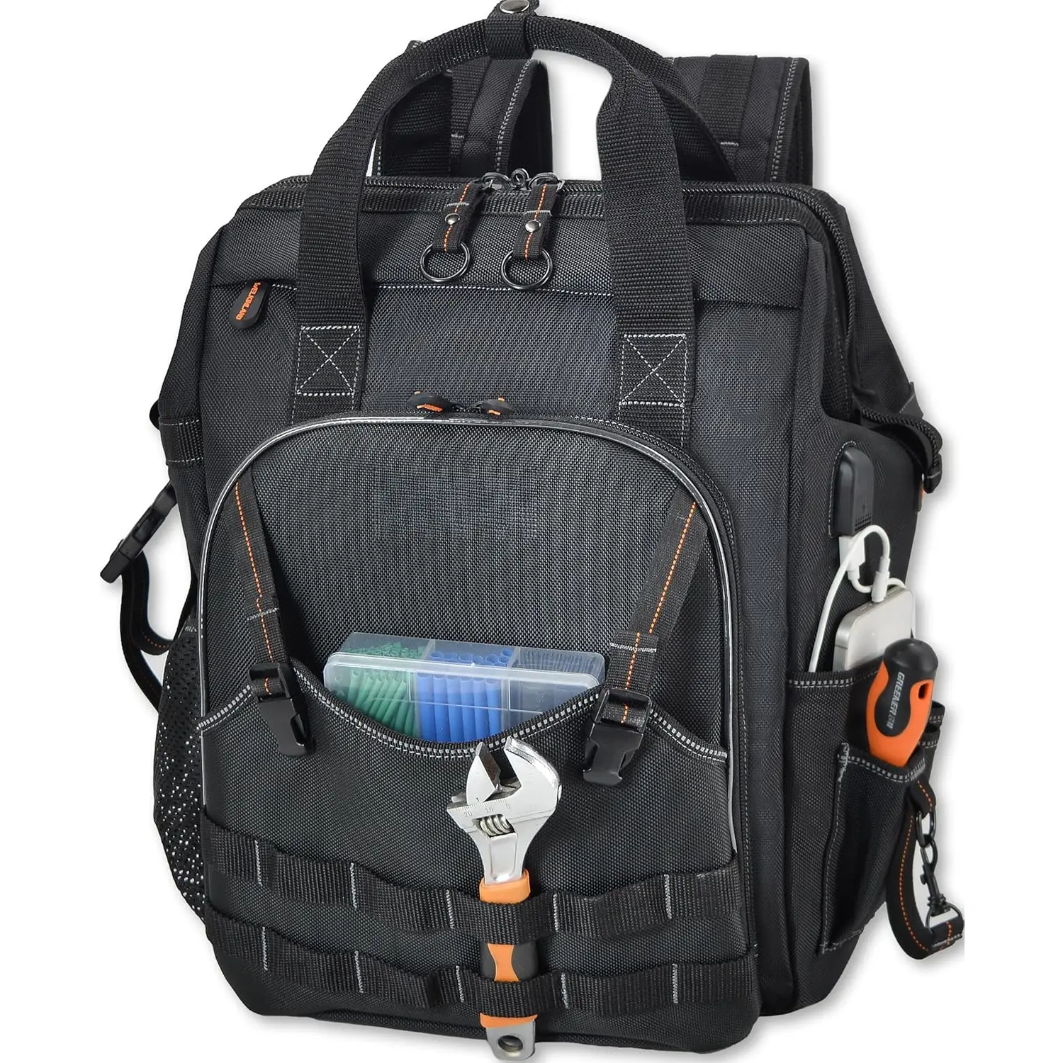 55-Pockets Tool backpack, Tool bag backpack, Backpack tool bag, Tool  pack, Electrician backpack, Tool backpacks hvac, Tools backpack heavy duty