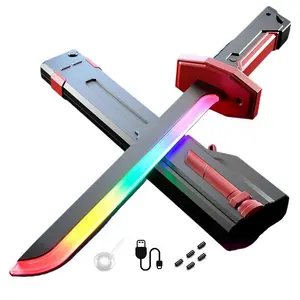 LED Toy Sword & Sabre, 7-Color LEDs, Spray-Mist Effect, Motion-Sensor Sound, Motion Sensor Lights, USB-C Rechargeable, Batteries Included, Party Cosplay, Halloween Hobby Outdoor Play Toy