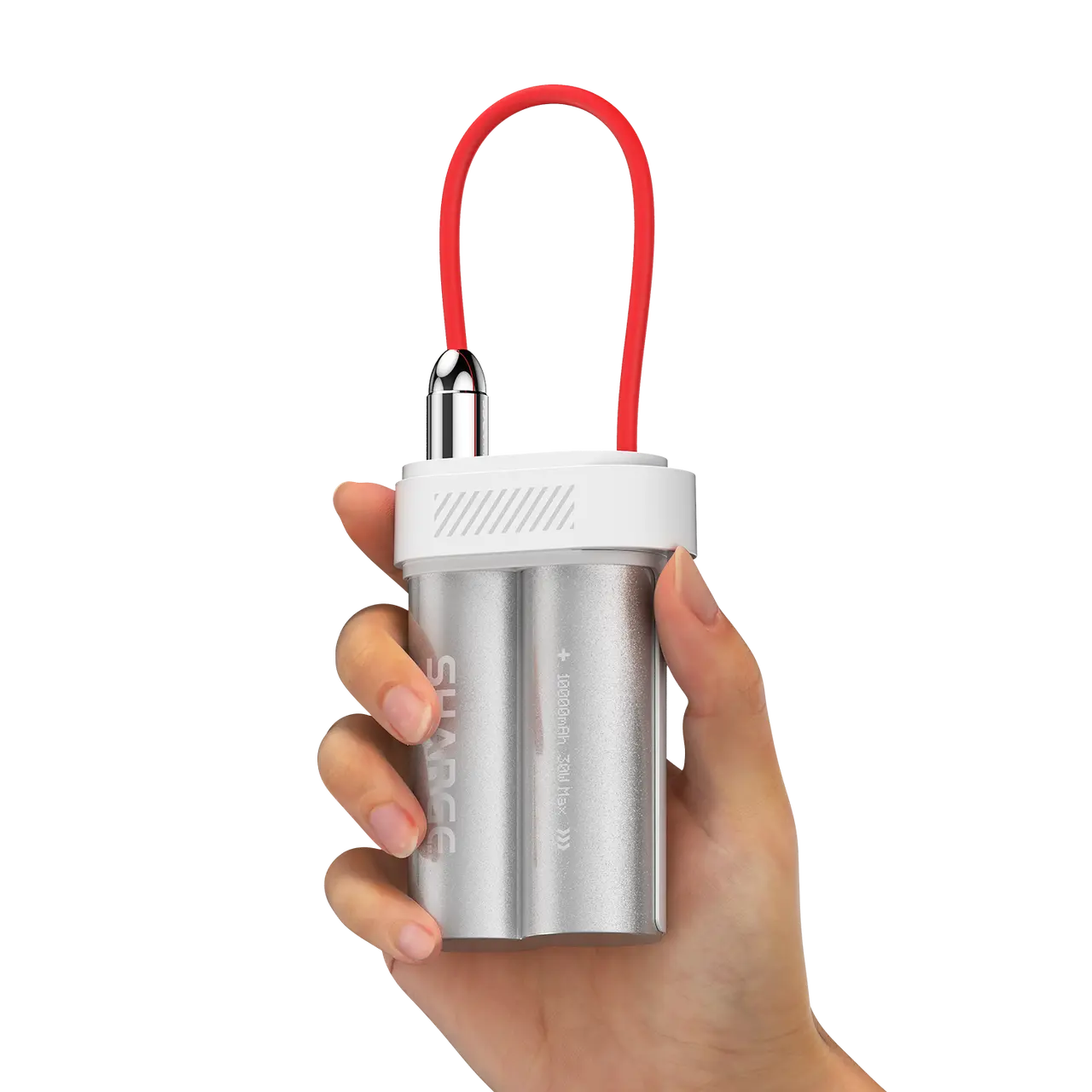 SHARGE Pouch Mini Compact Power Bank 10000mAh, 30W Speed Portable Charger with Built-in Type-C Cable, USB-C & USB-A Ports, Mobile Phone Accessories for iPhone 17/16/15, Galaxy S25, iPad, Pixel 9 (No Extra Cables), Built-In Cable