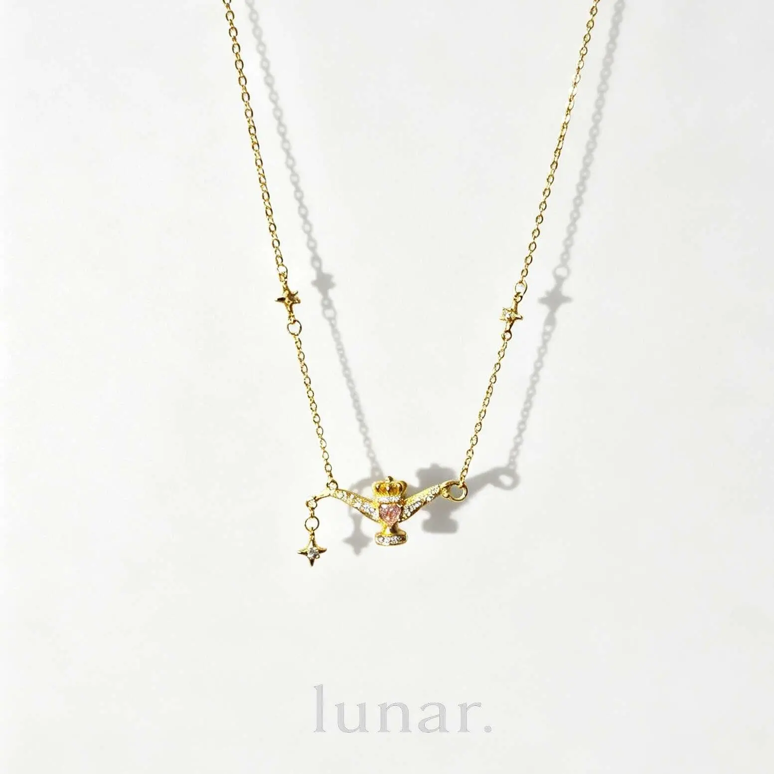 Women's Lunar Dainty Aladdin Magic Lamp Pendant Necklace - Copper Cross Chain, Rhinestone-Inlaid, Adjustable Collarbone Jewelry with Star Motif, Light Luxury Casual Wear Accessory for Ladies Casual Wear, Dainty Look Commuter Gift