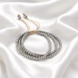 Elegant Adjustable Beaded Bracelet Gold & Silver Finish Multi-Layered Beads for Stylish Accessory