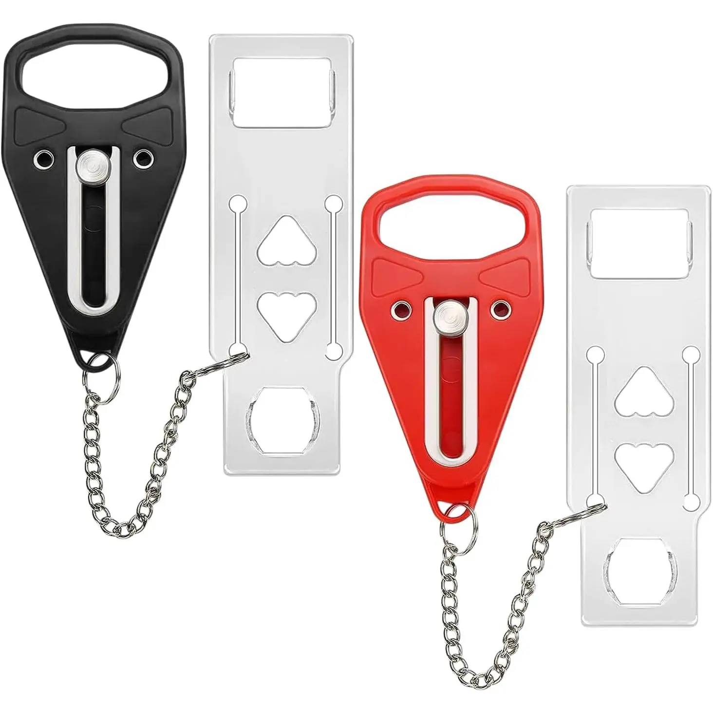 Portable Door Lock Extra  Essential Safety &  Travel Lockdown,  Entry Stopper, Protect Family While Traveling  Bedroom Hotel Apartment College (2 Pack (Red and Black))