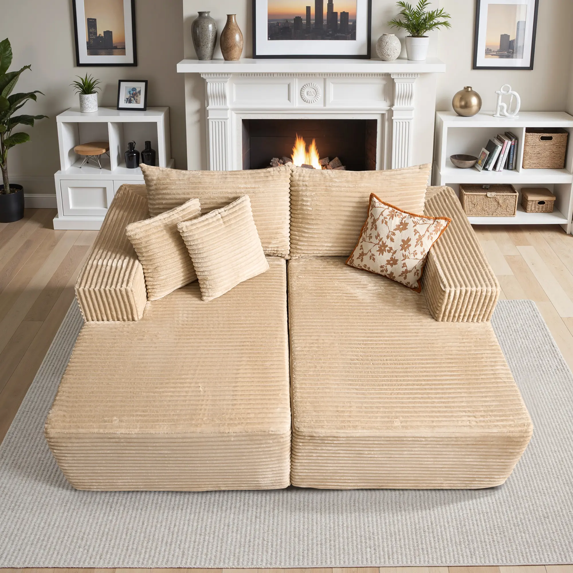 Beige 2*Chaise(No Middle Seat)