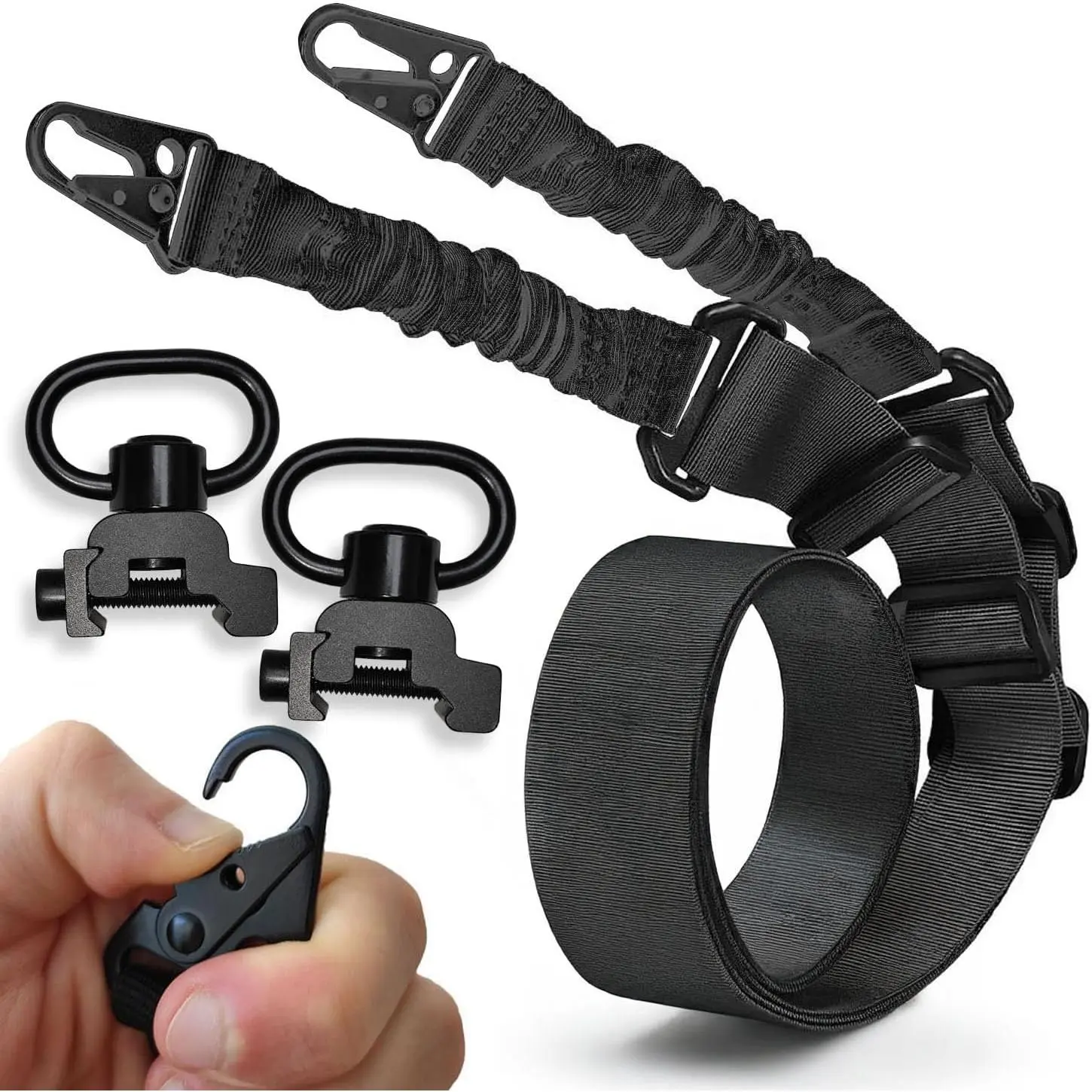 2-Point Tactical Rifle Sling, Nylon Gun Strap with Quick Detach Carabiner Hooks and Adjustable Rope for Hunters, Outdoor Adventures, Corrosion-Resistant, 2 Point Tactical Slings, Adapts To Surroundings, Two Points