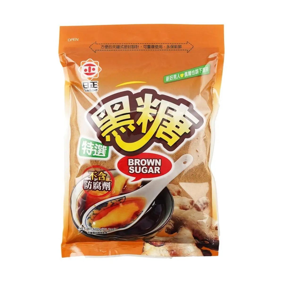 SUNRIGHT Premium Black Sugar 600g - No Preservatives, Authentic Taiwanese Flavor