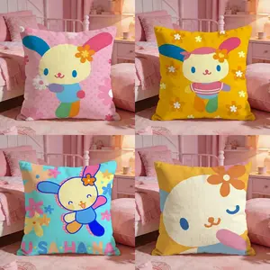 Sweet Bunny Character Usahana Cushion Cover Ultra-Soft Reversible Plush Pillow Cover | Double-sided fluffy comfort for car, sofa, bedroom | Skin-friendly fabric | Easy clean & maintain | Stylish home decor | Perfect gift for family & friends