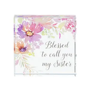 2.5" Glass Sentiment Block Blessed to Call You My Sister