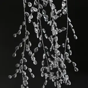 5pcs 11.81 Inch Crystal Beaded Garland, Transparent Diamond Branch Acrylic Ice Silk Line, Party Decor Wedding DIY Craft Jewelry Making