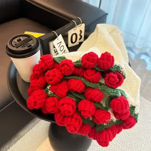 New Rose Flower Hand-Woven Multifunctional Blanket, Soft and Fine, Warm Rose Bouquet Blanket, Round Luxury Solid Color, Sofa Blanket